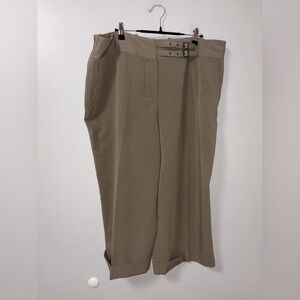 Cato wide leg green dressy capris 18W women’s career workwear cuffed hems